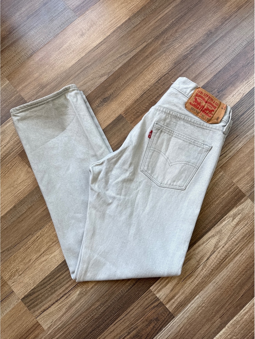 Levi's 501 XX Jeans Men's 31x32 Beige Button Fly Straight Leg Denim Pants